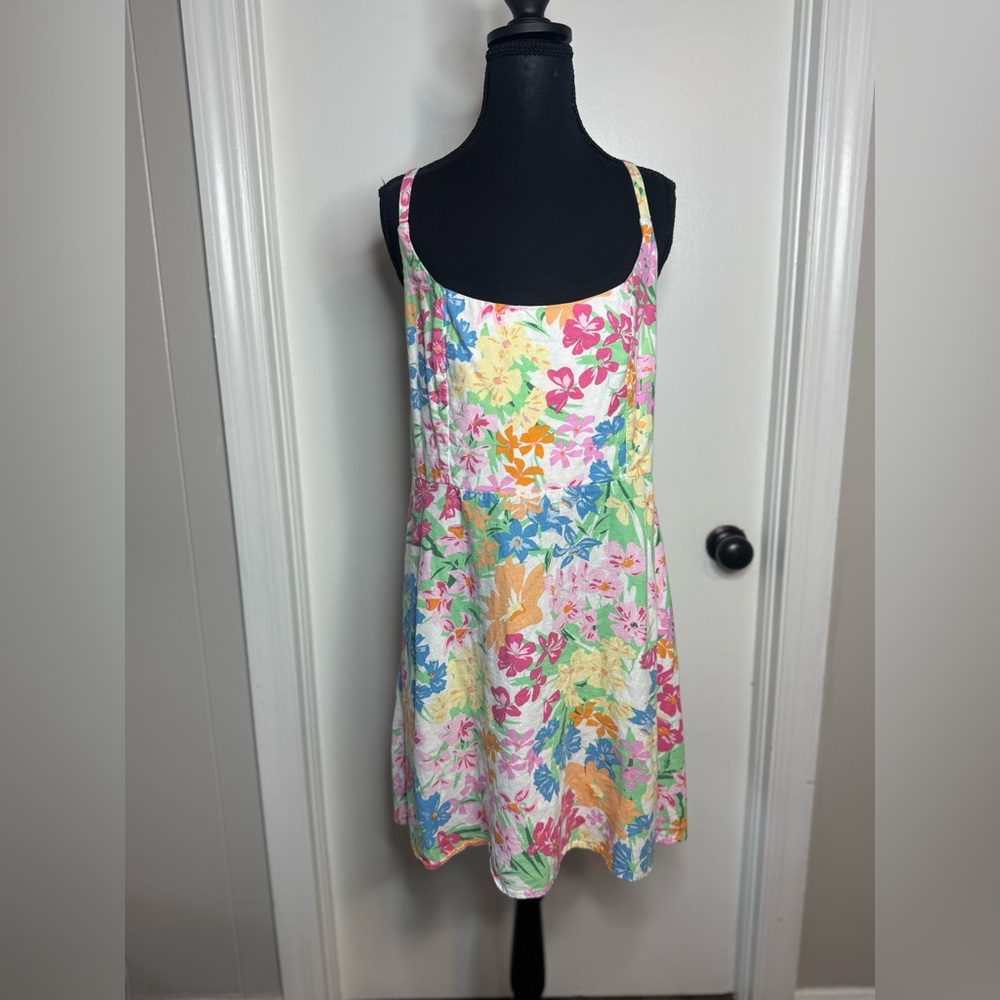 Old Navy Women’s Cami Floral Linen Blend Beach Vibe Mini Dress With Pockets